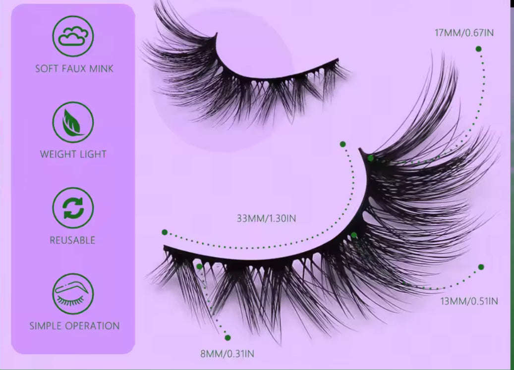 Pestañas Postizas de Ojo de Gato – 5 Pares 8D