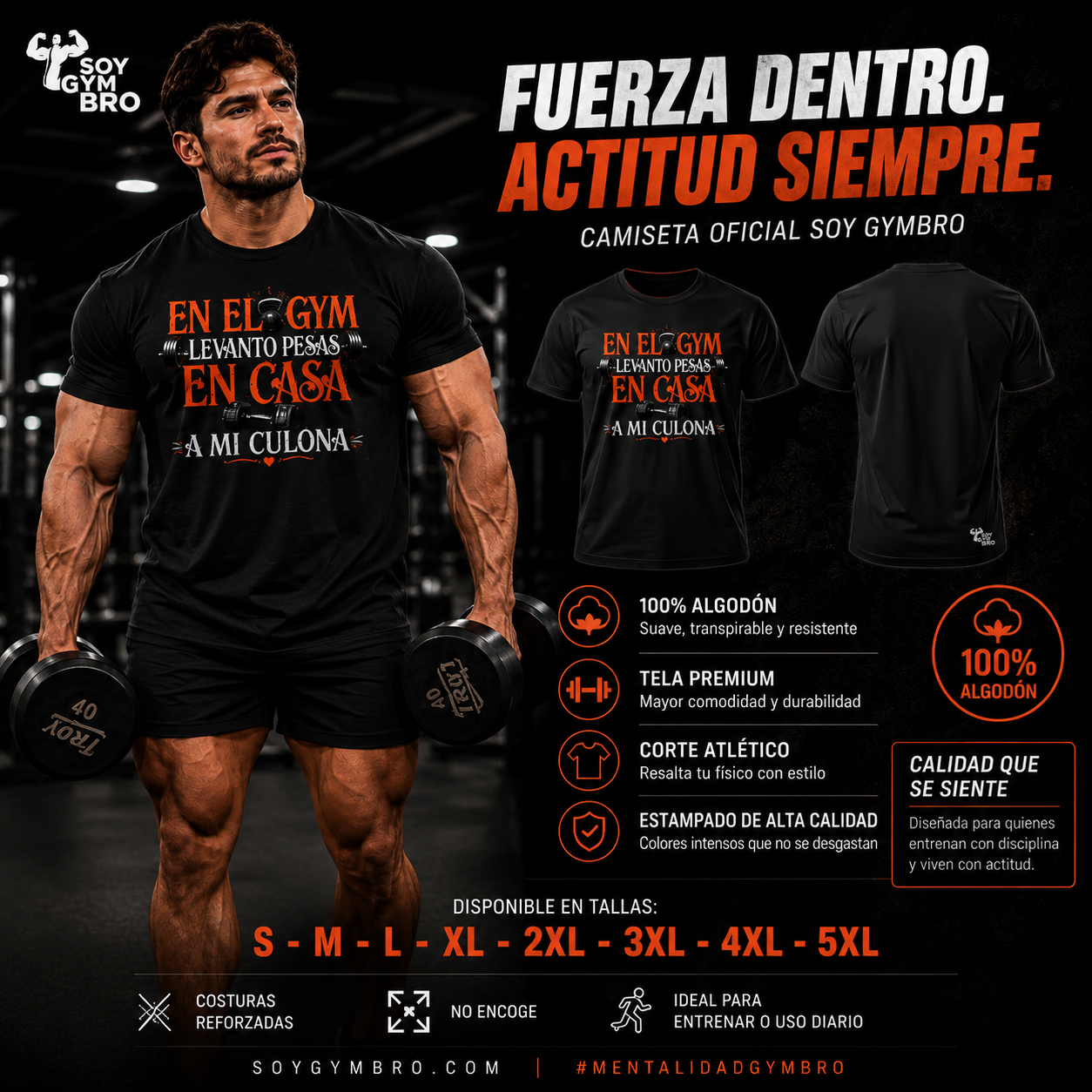 CAMISETA “En el gym levanto pesas. En casa… a mi culona.”