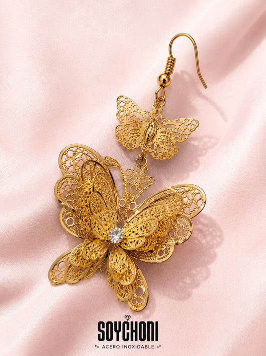 Boucles d'oreilles papillon dorées