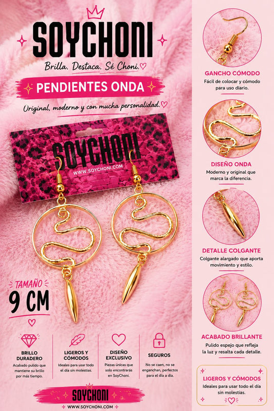 Boucles d'oreilles Onda · 9 cm