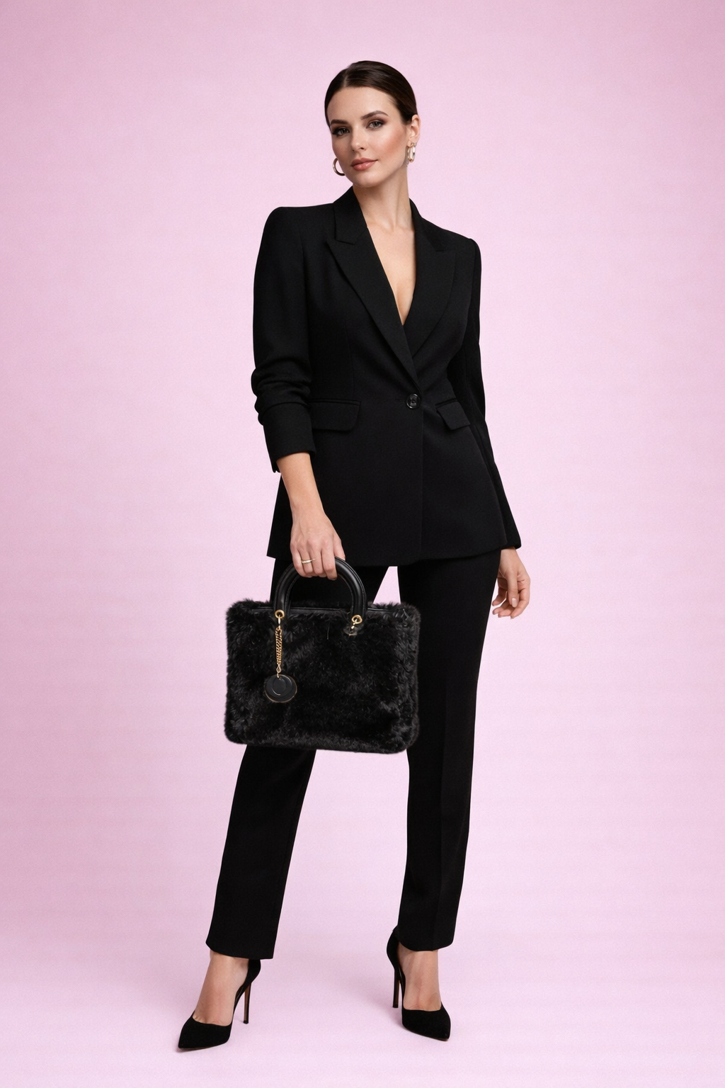 Bolso de pelito “Luxury” con detalle dorado (Tallas M y L)