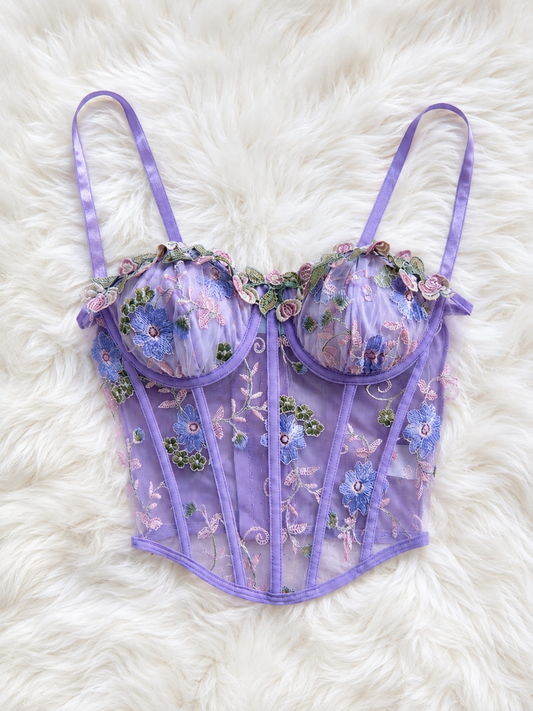 💜 Corset Soleia Flores Bordadas