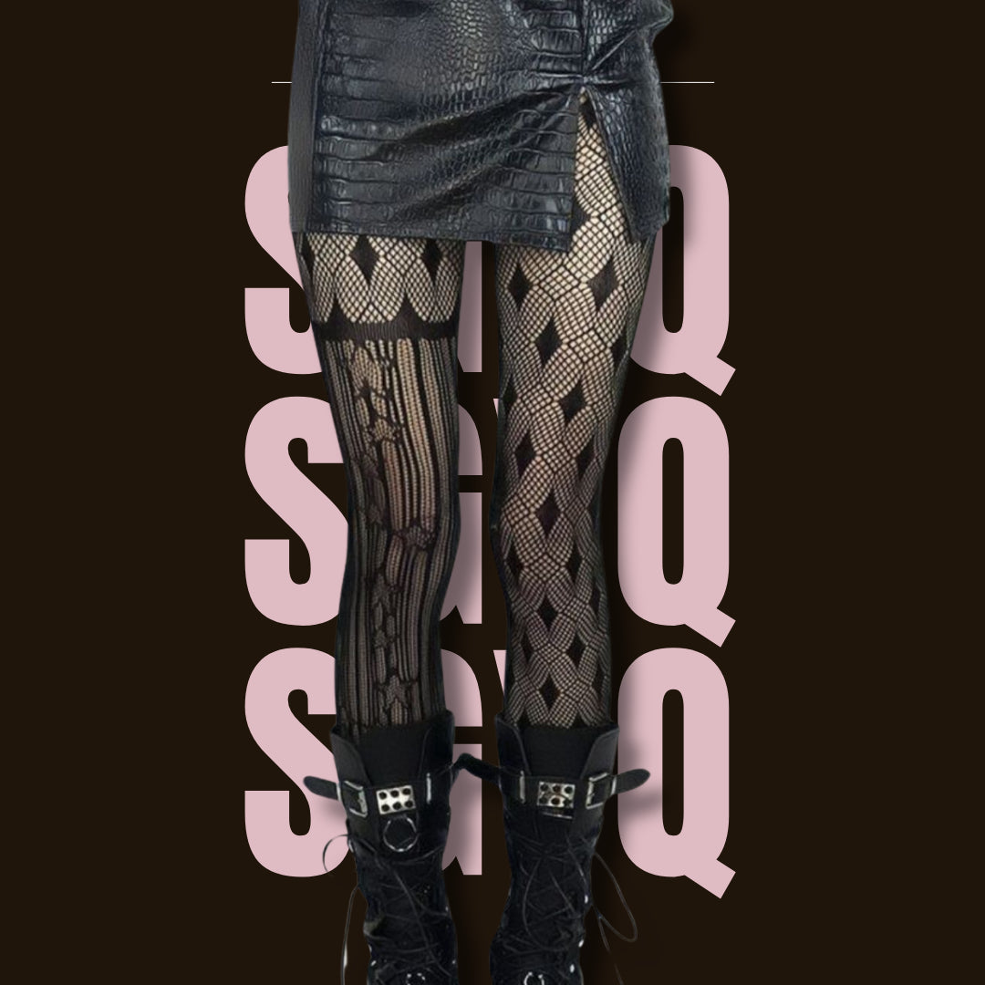 Medias con diseño gotico rallas y rombos
