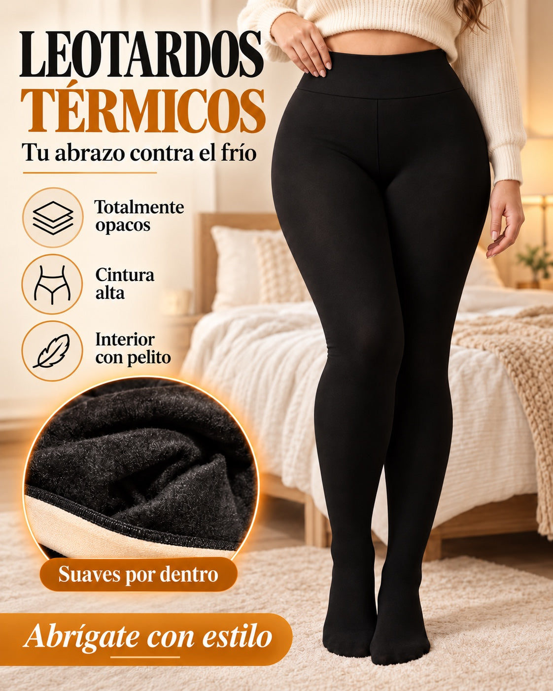 Leotardos térmicos negros con interior de pelito
