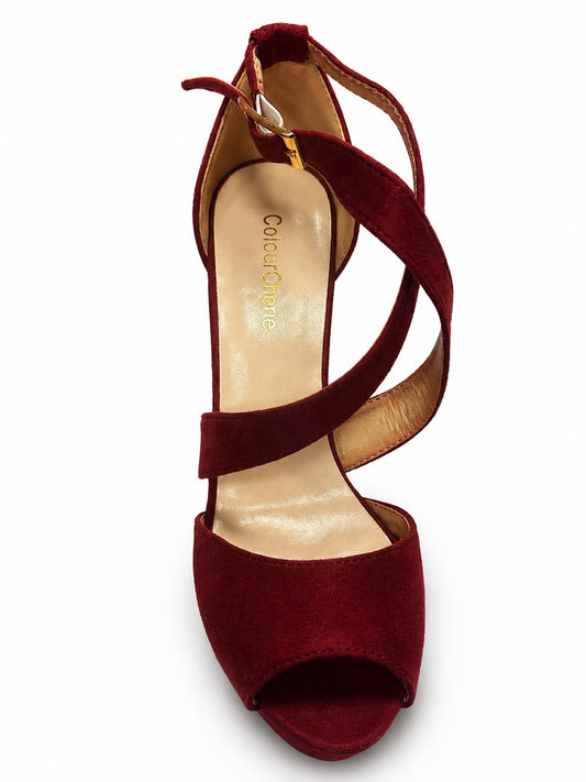Sandalias de tacón burdeos con plataforma | Talla 36 | Nuevas