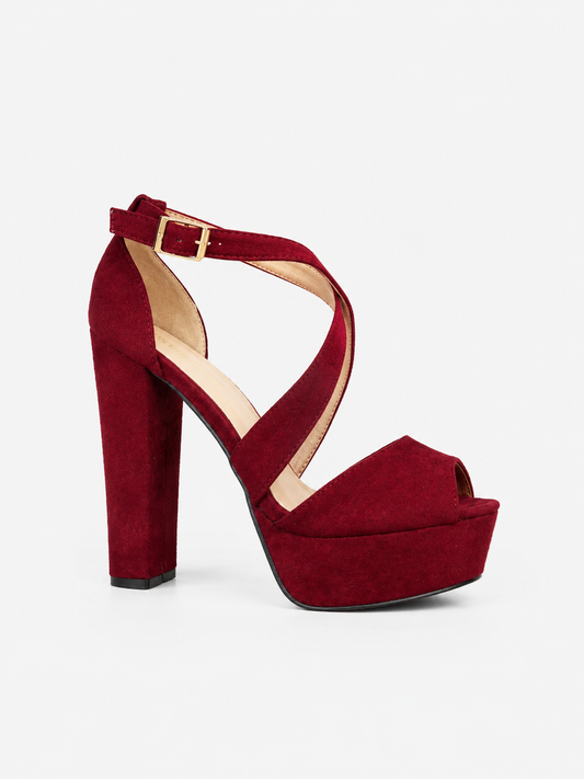 Sandalias de tacón burdeos con plataforma | Talla 36 | Nuevas