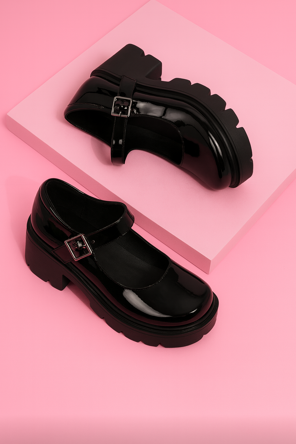 Zapatos negros de charol con hebilla