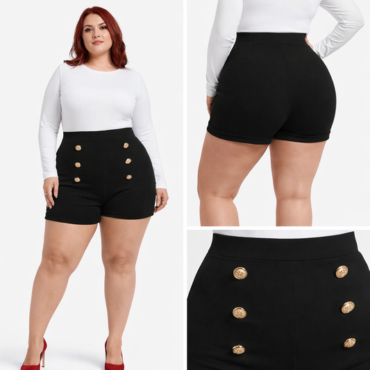 Short cintura alta con botones joya