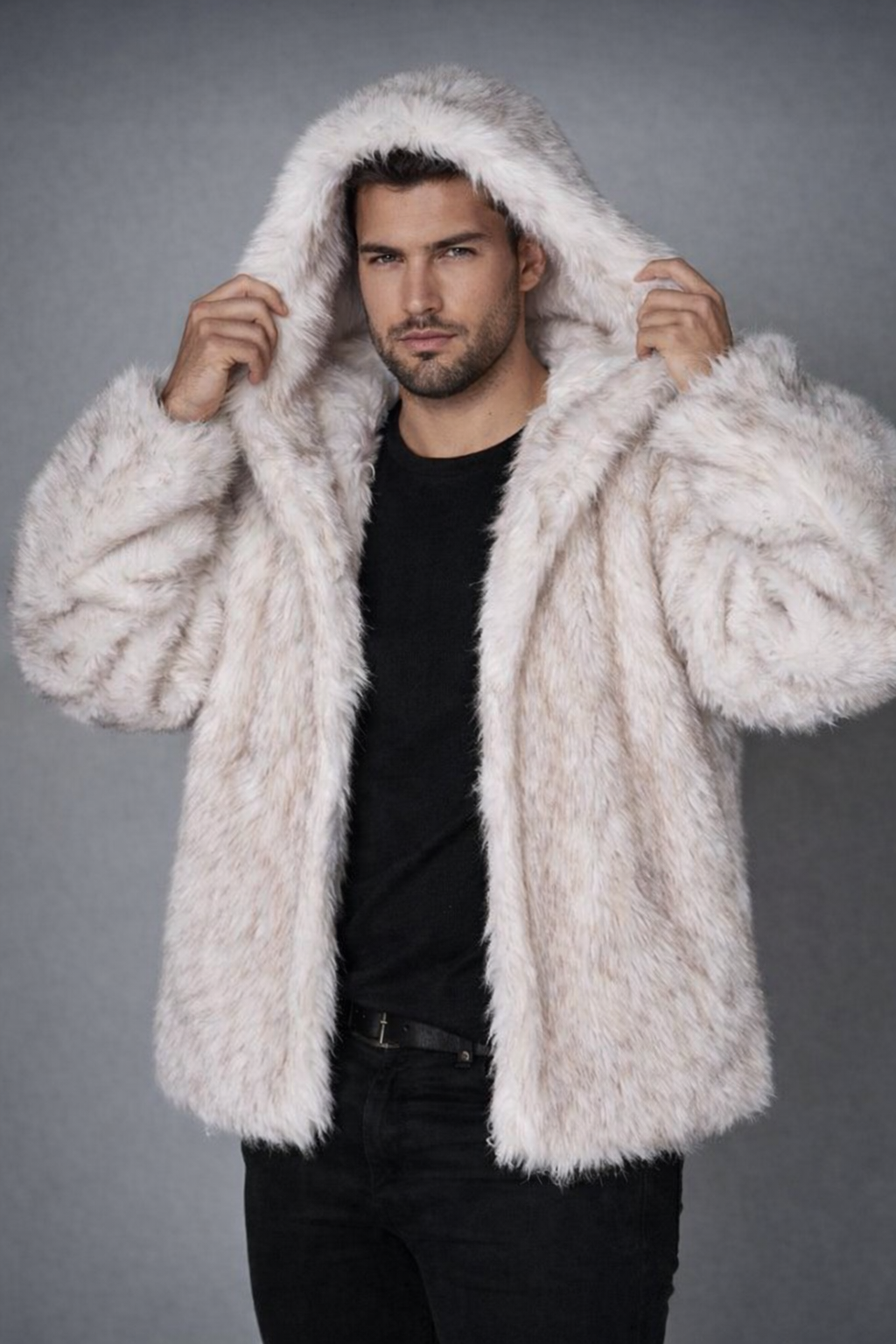 Chaqueta de Pelo Oversize con Capucha