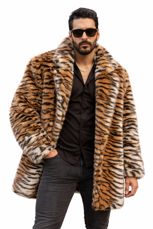 Abrigo de pelo sintético estampado tigre (efecto peluche)