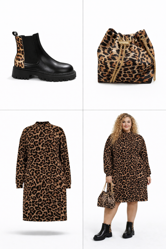 Look “Leopardo con Clase” (zapatillas + vestido + bolso)