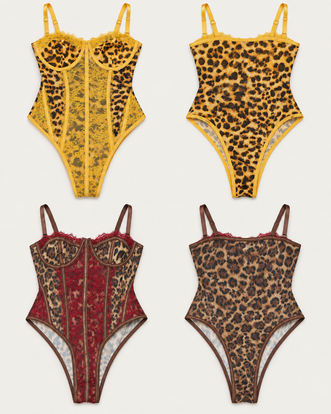 Body corsé leopardo SoyBaddie en amarillo y marrón rojo