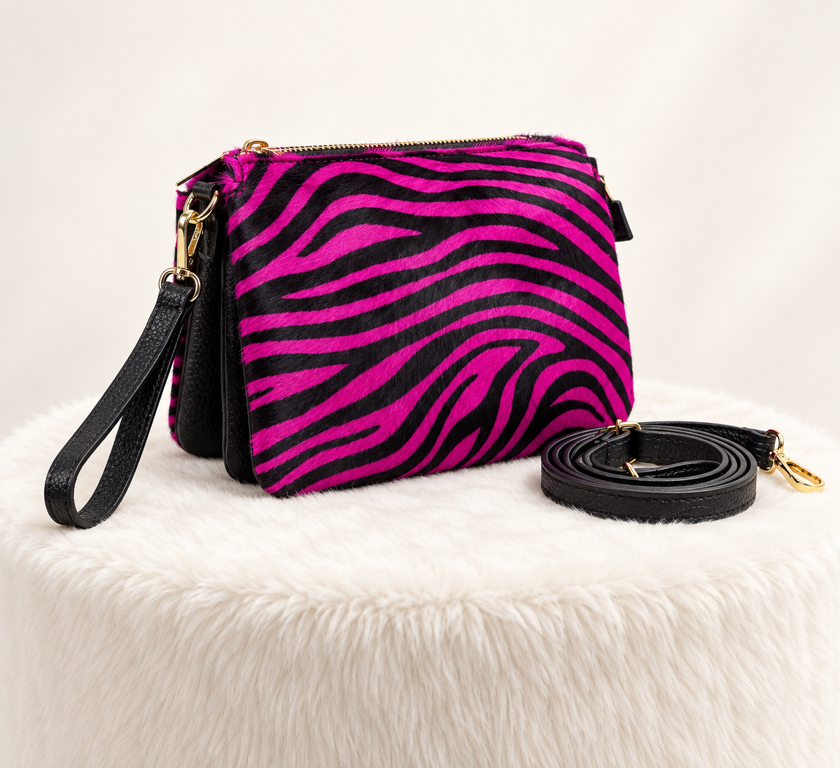 Bolso Pink Safari sobre expositor