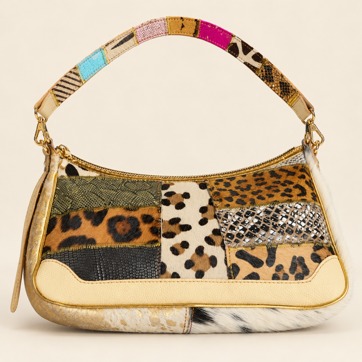 Bolso de piel Wild Glam Patchwork, vista trasera