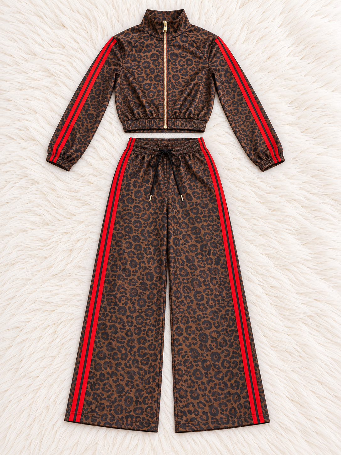 Conjunto chándal leopardo Soy Gorda Y Qué rayas Rojo