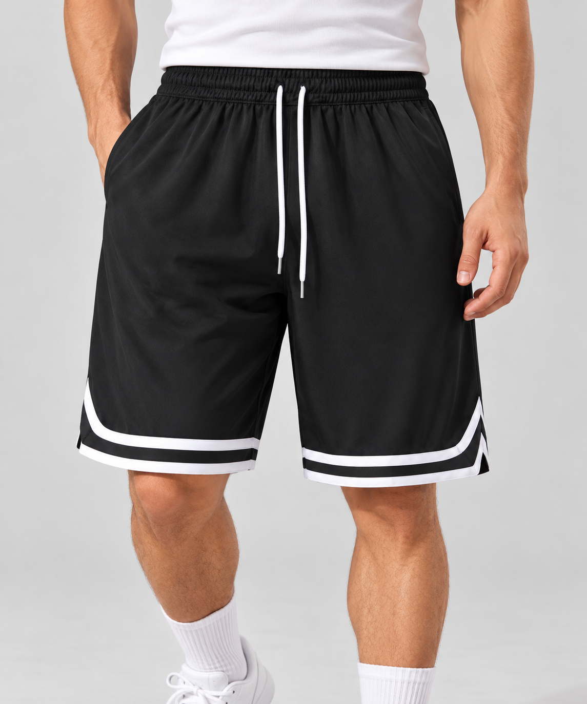 Pantalón corto negro, detalle de cintura