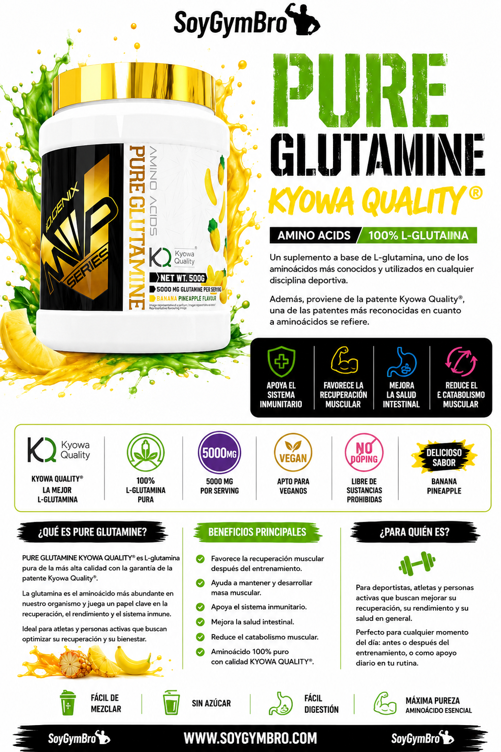 PURE GLUTAMINE KYOWA® 500 g | iO.GENIX