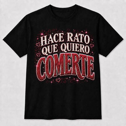 T-shirt noir « Ça fait un bail que j'ai envie de te manger »