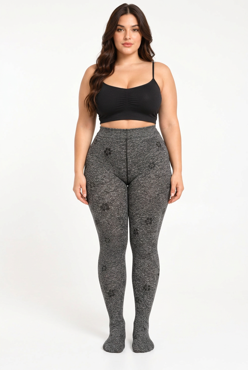 Medias grises estampadas talla única hasta XL