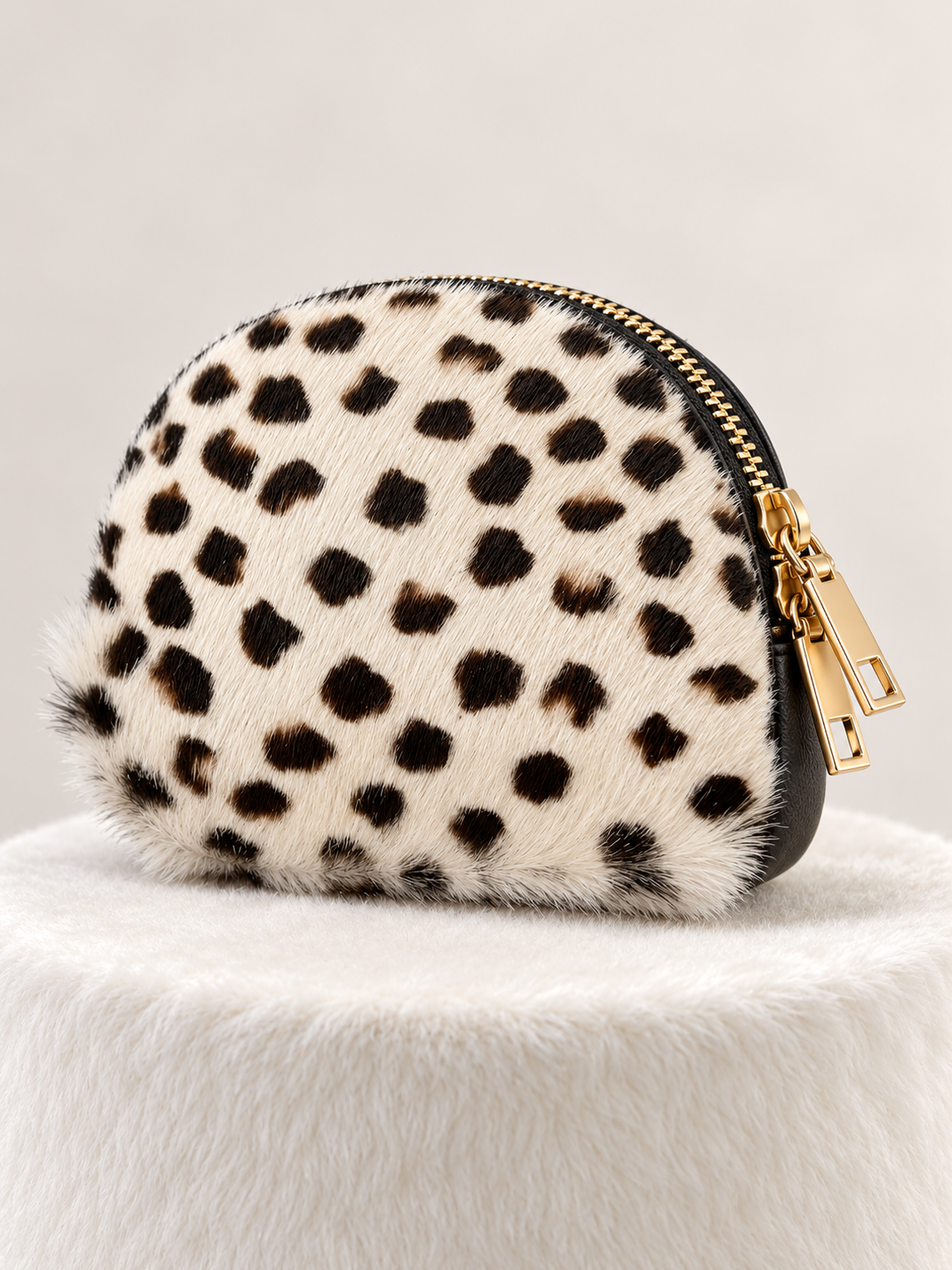 Monedero Snow Chic sobre expositor blanco