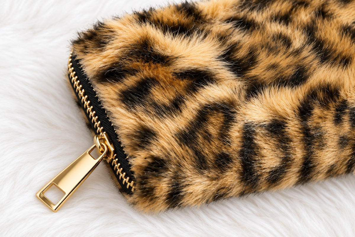Monedero Wild Velvet — Detalle de cremallera dorada