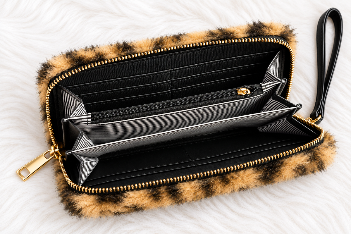 Monedero Wild Velvet — Interior con tarjeteros y compartimentos