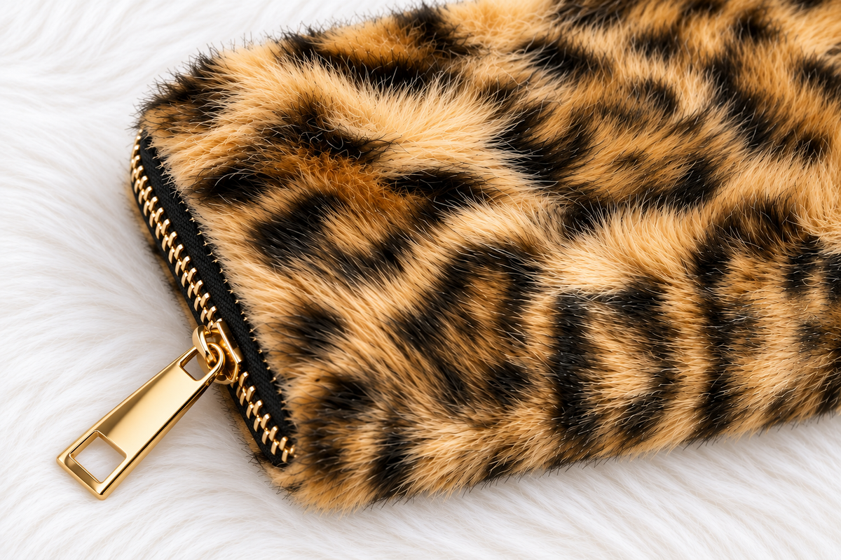 Monedero Wild Velvet — Textura del pelito de leopardo