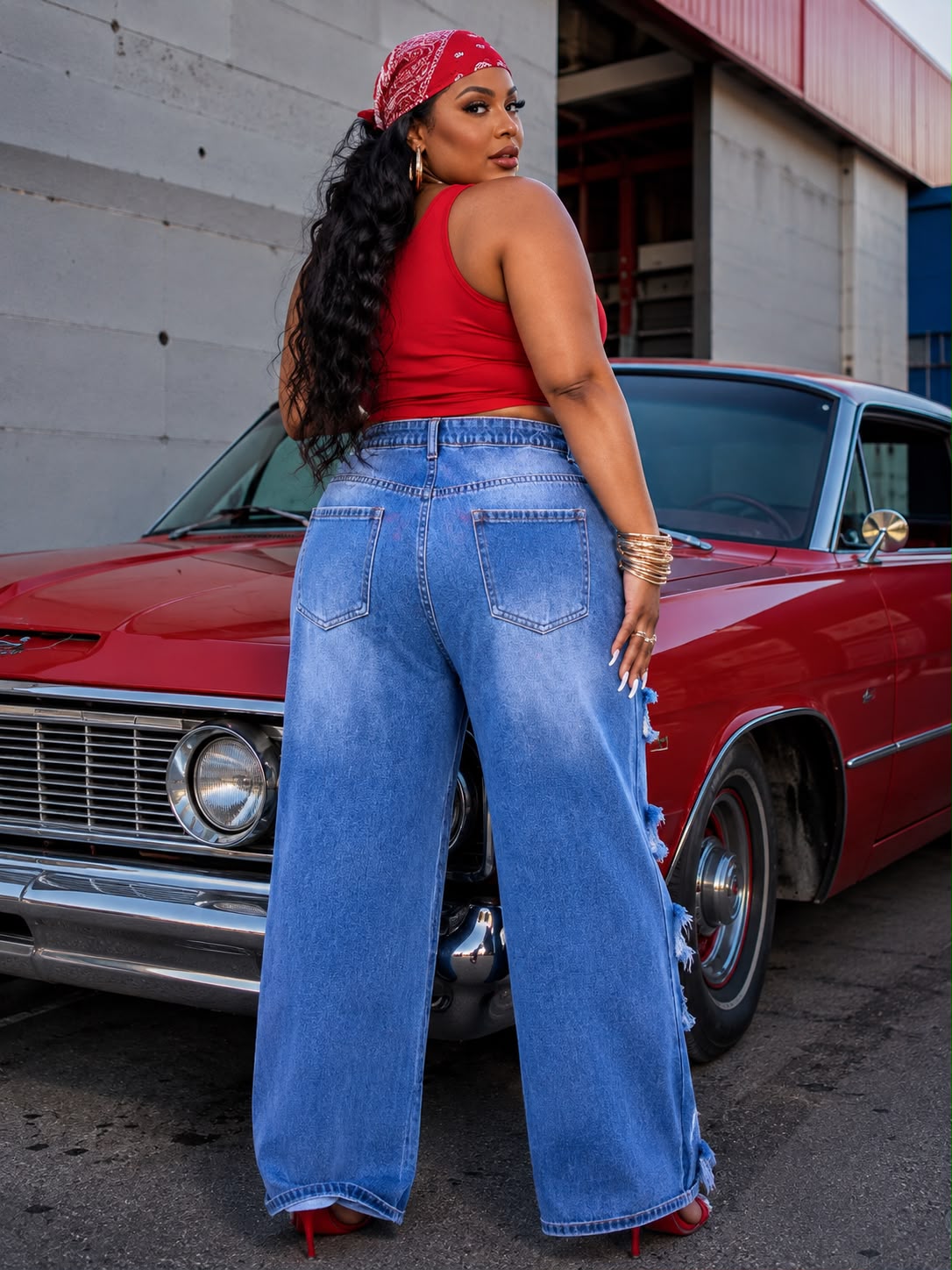 Vaquero Wide Leg Destroyed Curvy 💙