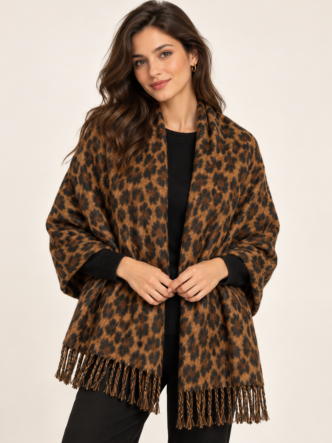 Pashmina Wild Queen de leopardo — sobre los hombros