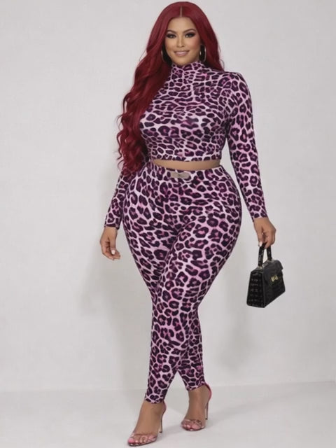 Conjunto Leopardo Rosa