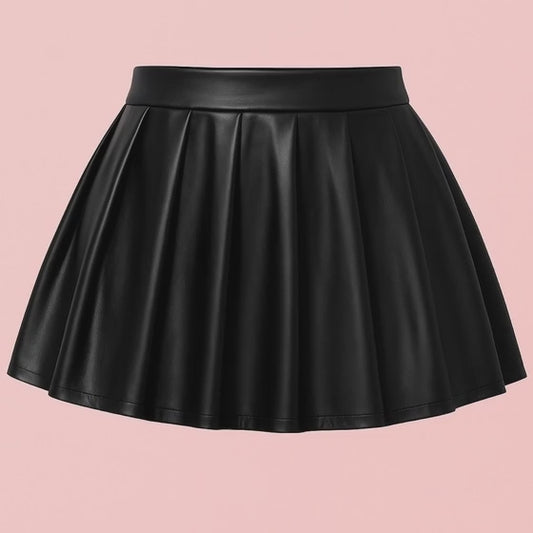 Falda Mini “Leather Doll” con Pantalón Corto Interior – Edición Sexy/Urbana