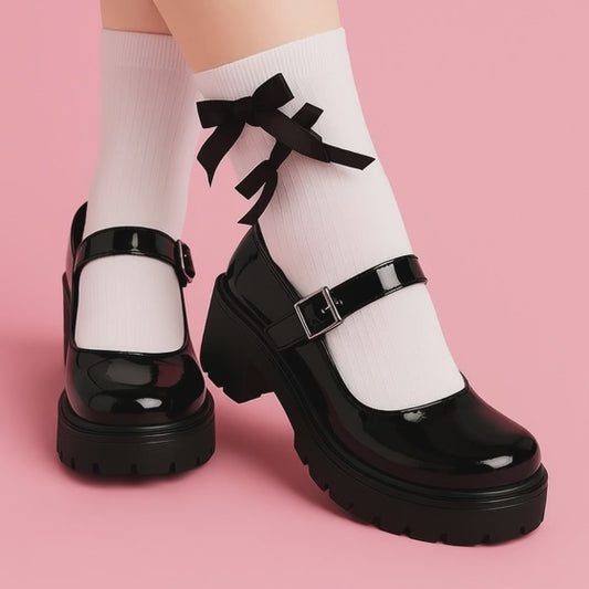 Zapatos negros de charol con hebilla