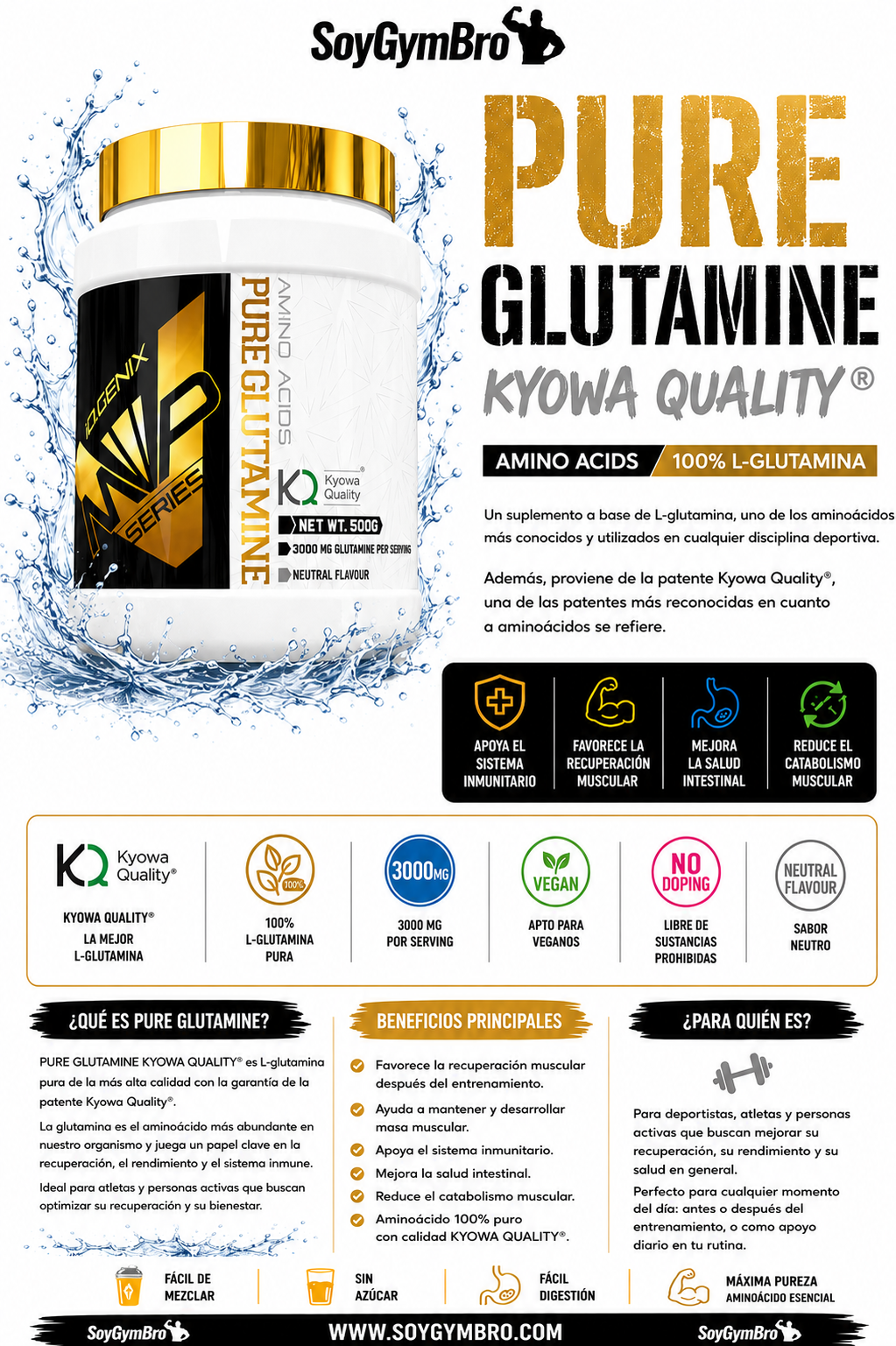 PURE GLUTAMINE KYOWA® 500 g | iO.GENIX