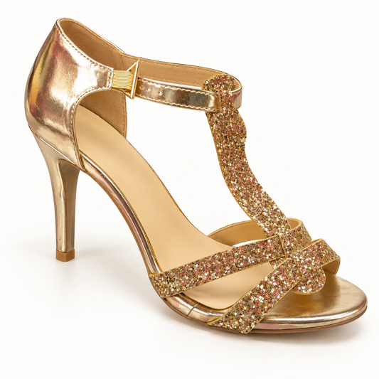 Sandalias doradas Gold Glitter, vista 1