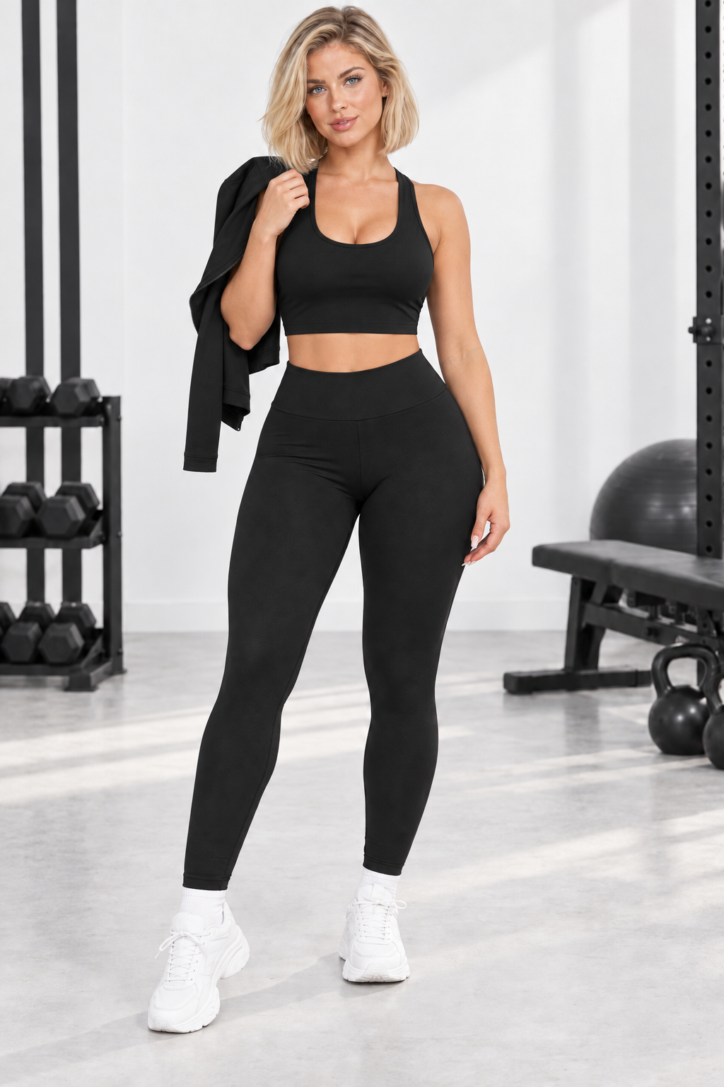 Top y leggings del conjunto deportivo negro SoyGymBro