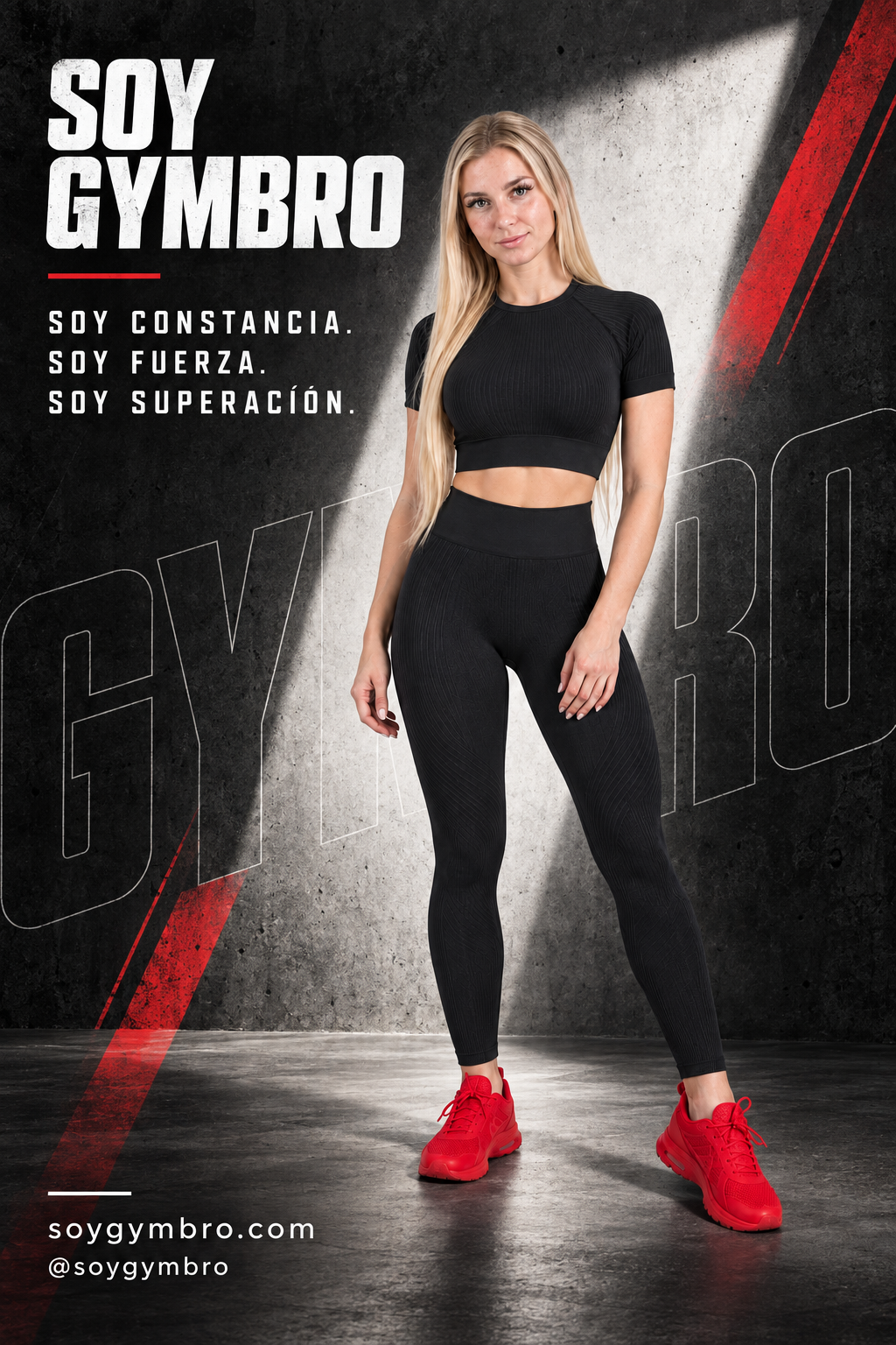 Conjunto negro Soy Gymbro con top de manga corta y leggings largos